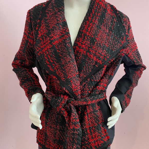 Lane Bryant Tweed Open Jacket Boucle Waterfall Collar Metallic Accent Size 14/16 - Picture 1 of 12